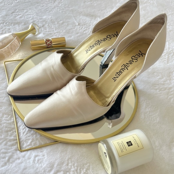 Yves Saint Laurent Shoes - YSL Yves saint Laurent d’orsay satin champagne pumps AUTHENTIC